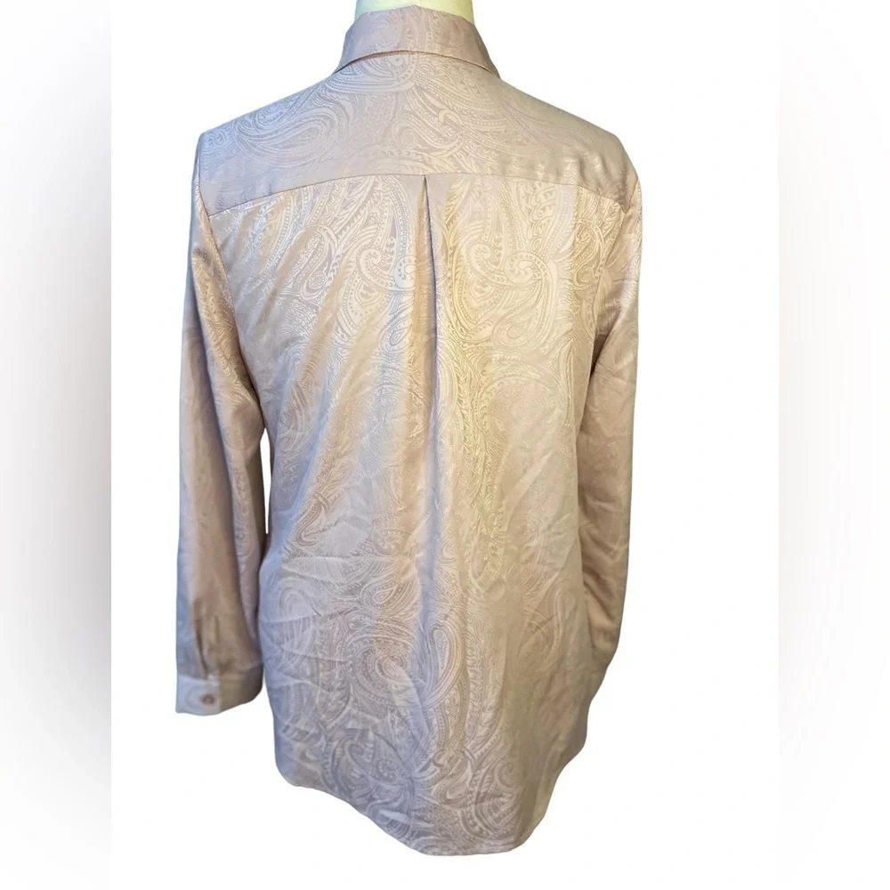 CHICO’S | Pink Paisley Silky Soft Satin Button Down Blouse size 1